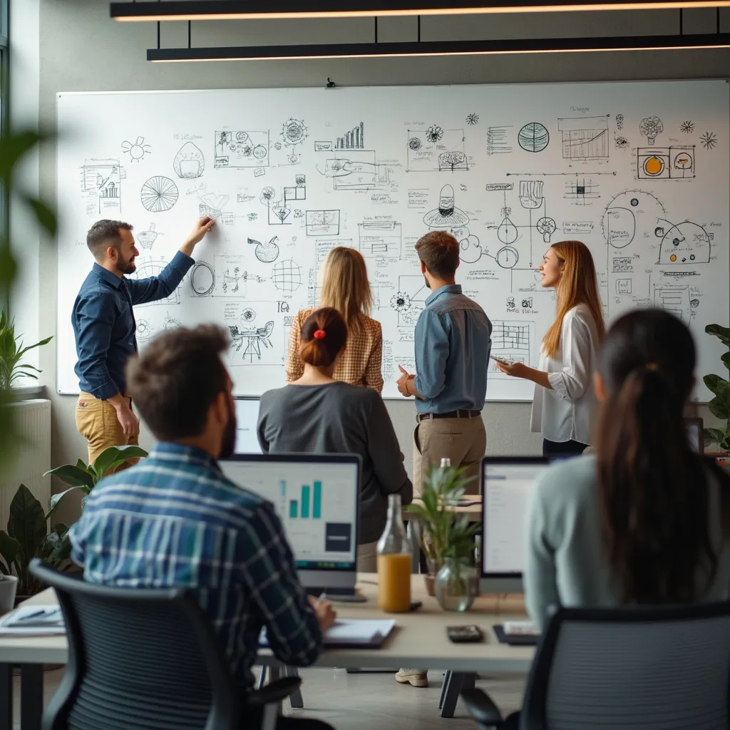 Équipe discutant de stratégies IA innovantes